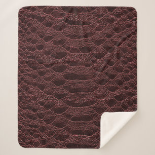Cobertor Sherpa fundo - textura castanha de couro réptil - Croco