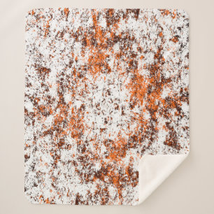 Cobertor Sherpa Fundo verde castanho escuro. Cor de laranja branco