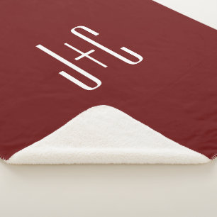 Cobertor Sherpa Fundo vermelho Borgonha editável e texto branco