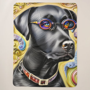 Cobertor Sherpa Funky Black Labrador