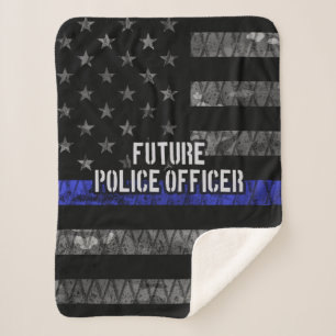 Cobertor Sherpa Futuro Oficial Policial Thin Blue Line Afetado Fl