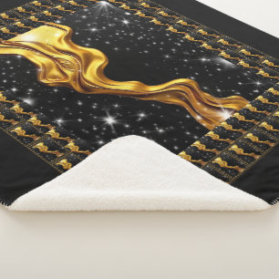 Cobertor Sherpa Galinha Opulenta Corrente Líquido Dourado Preto Mo