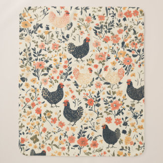 Cobertor Sherpa Galinhas fazendas, Galinhas \ Flores Algodão