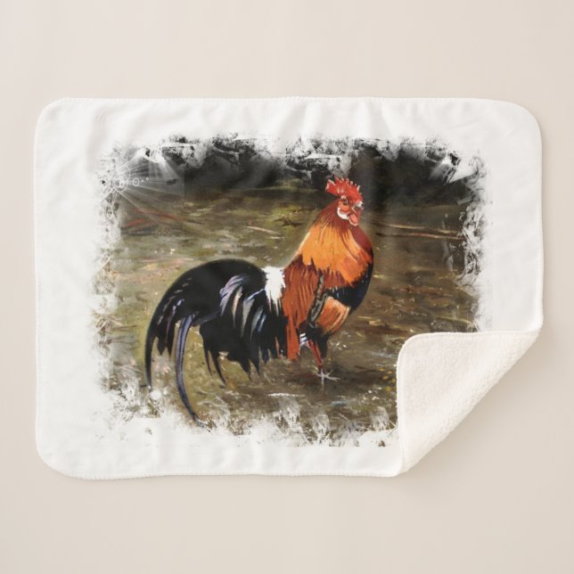 Cobertor Sherpa Gallo/Galo/Rooster (Frente (Horizontal))