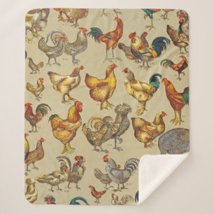 Cobertor Sherpa Galo Fazenda Galinha Aves de capoeira