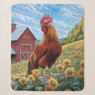 Cobertor Sherpa Galo numa pintura de Fazenda de girassol