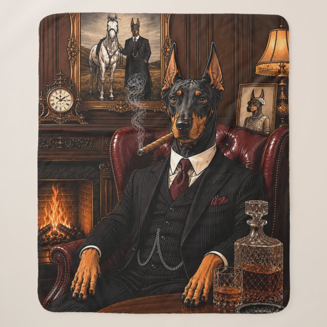 Cobertor Sherpa Gangster Dobermann (Frente)