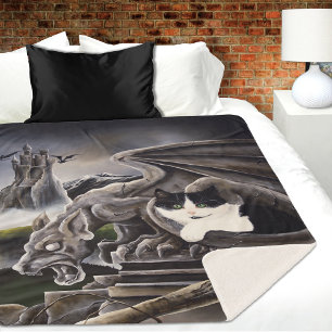 Cobertor Sherpa Gargoyle branco preto