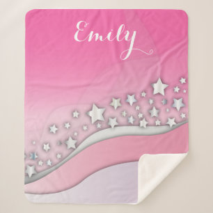 Cobertor Sherpa Garota Bonita Sonhadora Prata Chic Stars em Cor-de