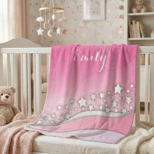 Cobertor Sherpa Garota Bonita Sonhadora Prata Chic Stars em Cor-de