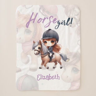 Cobertor Sherpa Garota de Cavalo de Dressage Personalizada