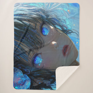 Cobertor Sherpa Garota Misteriosa de Fantasia - Estética de Arte O