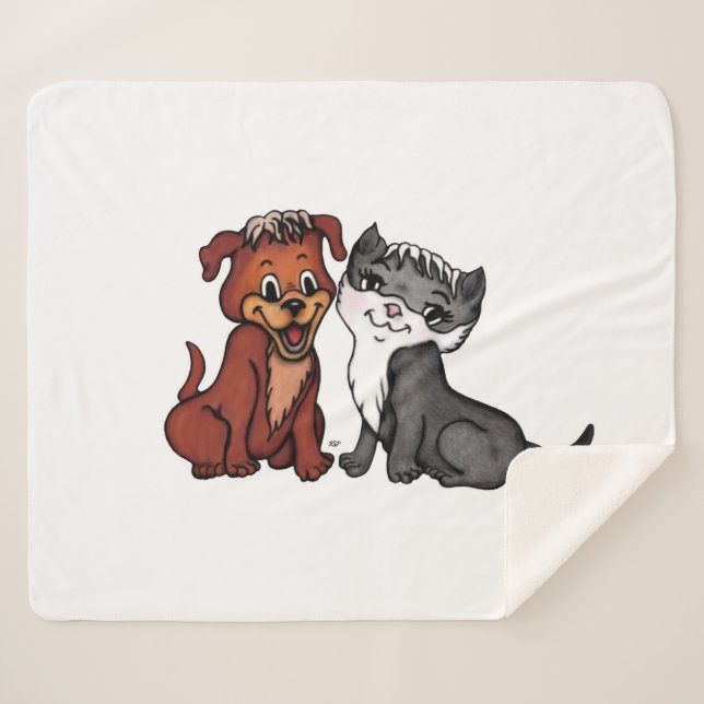 Cobertor Sherpa Gatinho e Puppy (Frente (Horizontal))