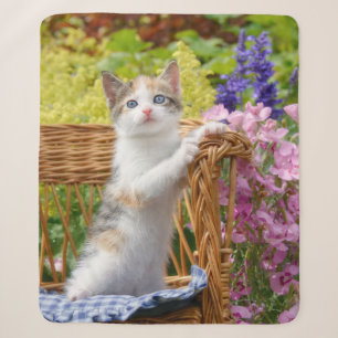 Cobertor Sherpa Gatinho Gato Nosy Bonito num Jardim Flor -