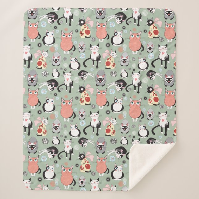 Cobertor Sherpa Gato bonito Sherpa Fleece Blanket (Frente)