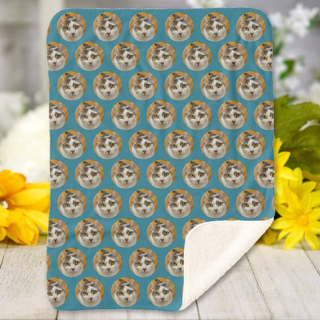 Cobertor Sherpa Gato de Cão Personalizado ou Qualquer Foto Persona (Criador carregado)