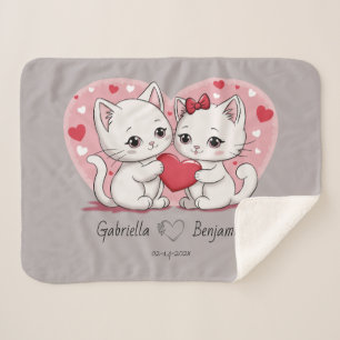 Cobertor Sherpa Gato de Cartoon Bonito abre dia de Namorados