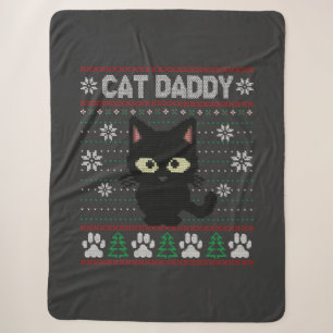 Cobertor Sherpa Gato de Gato Pai de Natal Feio Gato de Gato de Gat