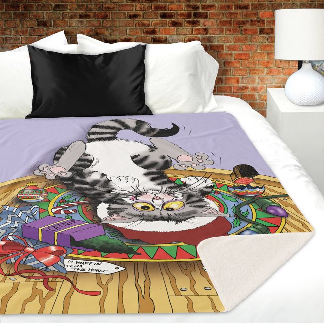 Cobertor Sherpa Gato de Natal (Criador carregado)