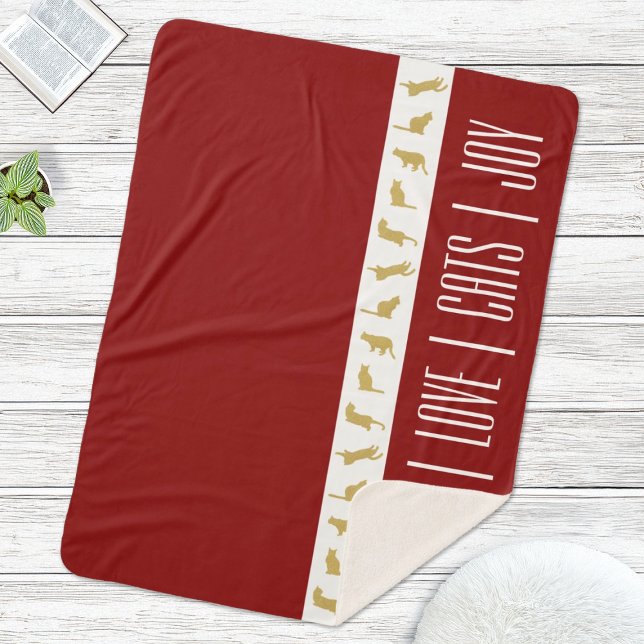 Cobertor Sherpa Gato de Natal Moderno Vermelho Branco Dourado (Criador carregado)