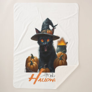 Cobertor Sherpa Gato do Halloween 