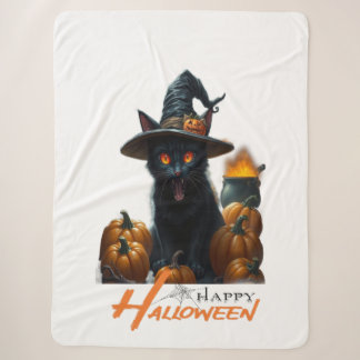 Cobertor Sherpa Gato do Halloween 