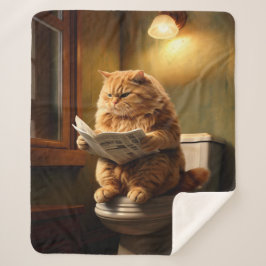 Cobertor Sherpa Gato Engraçado no Banheiro | Quirky Bathroom Humor