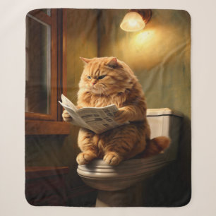 Cobertor Sherpa Gato Engraçado no Banheiro Quirky Bathroom Humor