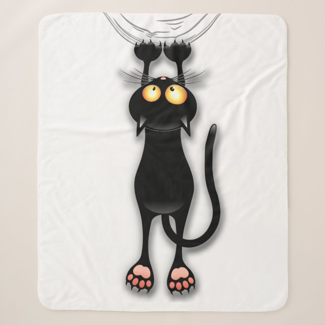 Cobertor Sherpa Gato engraçado Personagem Coçando Tecido (Frente)