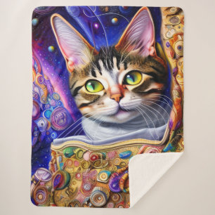 Cobertor Sherpa Gato Gato Gato Gelado Starry Neon Fundo   Design d