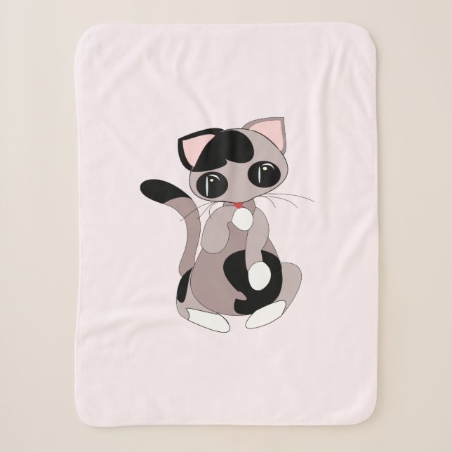 Cobertor Sherpa Gato Gato Rosa, Bebê Sherpa Blanket (Frente)