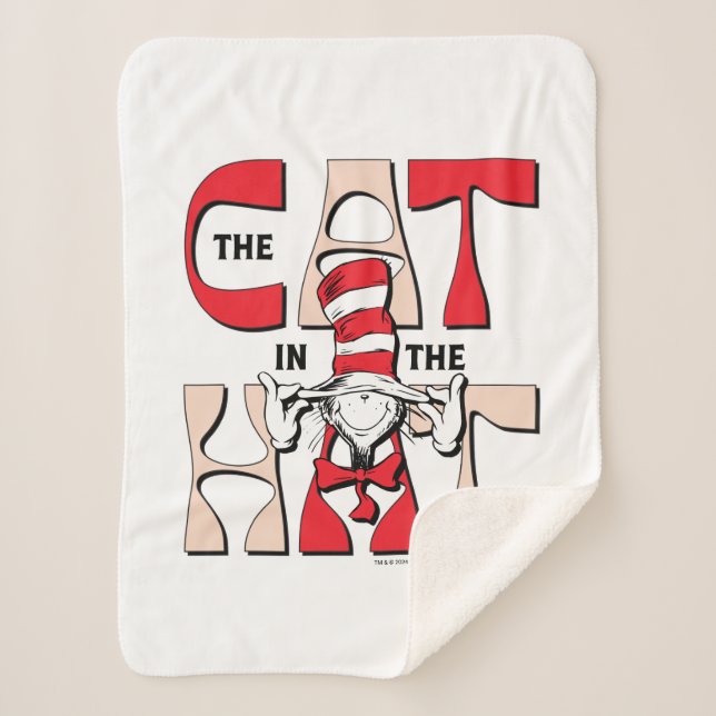 Cobertor Sherpa Gato no Chapéu | O Gato Bobo No Chapéu (Frente)