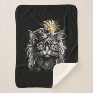Cobertor Sherpa Gato Steampunk Incrível