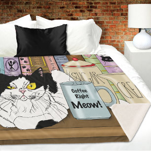 Cobertor Sherpa Gato Tuxedo de Café de Kitchen