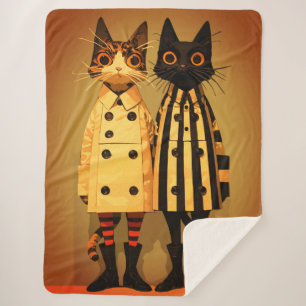 Cobertor Sherpa Gatos da Moda – Casacos e Botas Excêntricas para G