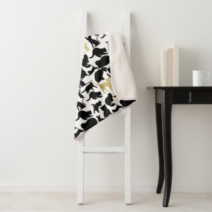 Cobertor Sherpa Gatos Dourados Pretos