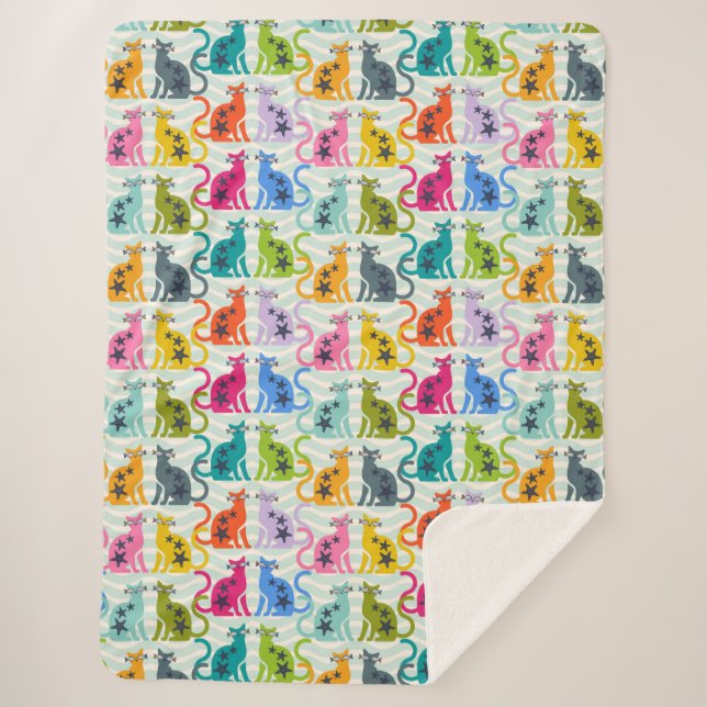 Cobertor Sherpa Gatos na praia (Frente)