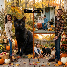 Cobertor Sherpa Gatos Pretos 3 Fotos de Família Halloween Botânico