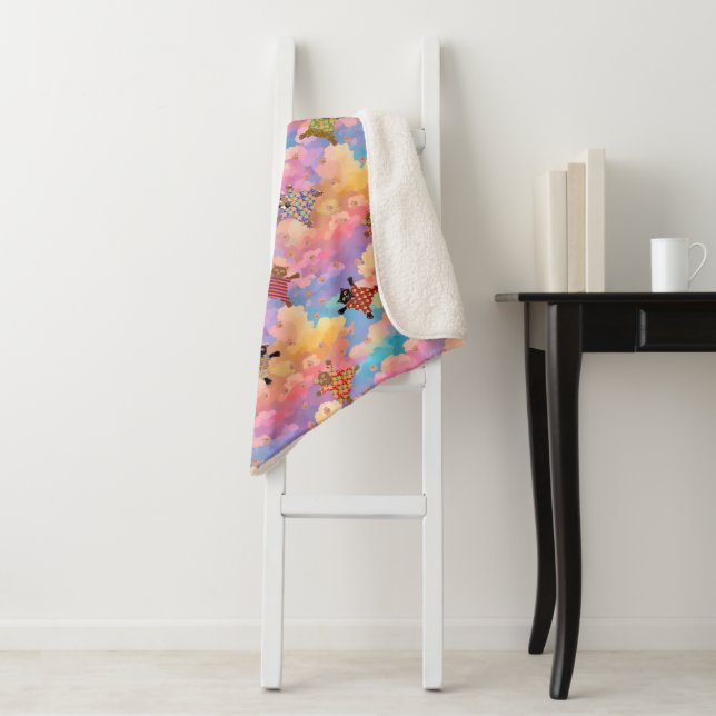 Cobertor Sherpa Gatos Vestidos, Fazer-Pata Imprime nas Nuvens (In Situ)