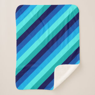 Cobertor Sherpa Gelado Azul, Teal Strips Pequeno Sherpa Blanket