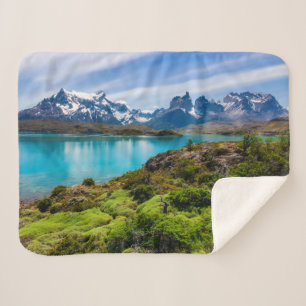 Cobertor Sherpa Gelo e neve Lago Pehoe, Patagônia, Chile