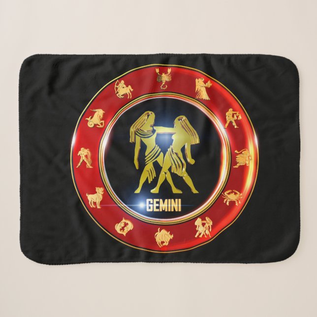 Cobertor Sherpa Gemini Zodiac - Símbolo Astrologia (Frente (Horizontal))