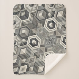 Cobertor Sherpa Geometria em tons de cinza