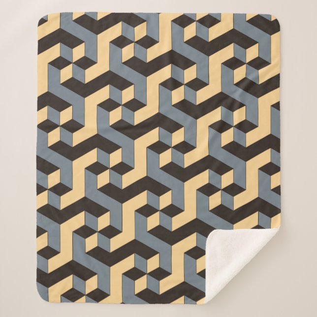 Cobertor Sherpa geometric seamless tile with complex rotating cubi (Frente)