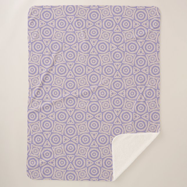 Cobertor Sherpa Geométrico Abstrato Roxo e Creme (Frente)
