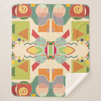 Cobertor Sherpa Geométrico Artístico: Padrão Colorido Sem Costura