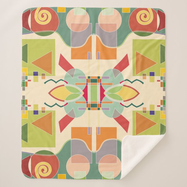 Cobertor Sherpa Geométrico Artístico: Padrão Colorido Sem Costura (Frente)