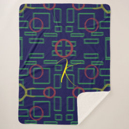 Cobertor Sherpa Geométrico Azul