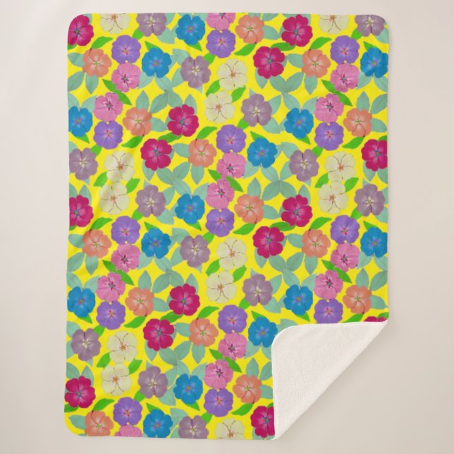 Cobertor Sherpa Geranium Flowers Lâmpadas (Frente)