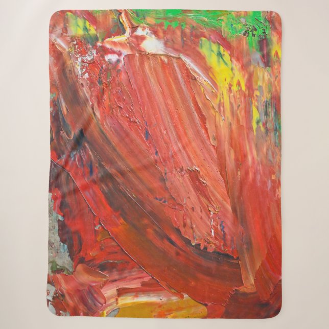 Cobertor Sherpa Gesto Vertical Abstrato em Vermelho (Frente)